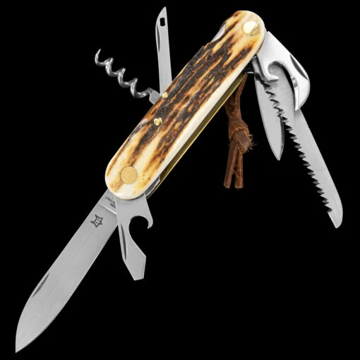 Fox Multipurpose Pocket Knife Stag 7 -Outdoor Survival Store FOX 226 7 SCE03 36470.1678276057